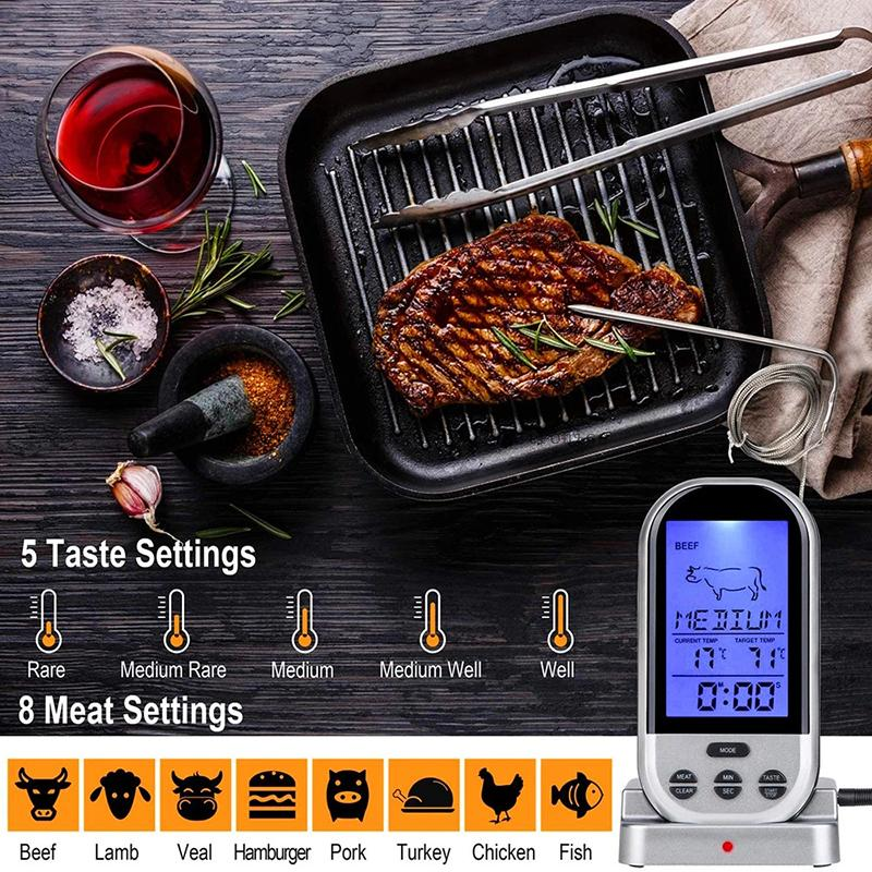 Remote Meat Thermometer,Wireless Meat Thermometer Digital Cooking Food Thermometer for BBQ,Cooking, Grilling, Smoker, Oven, Kitchen