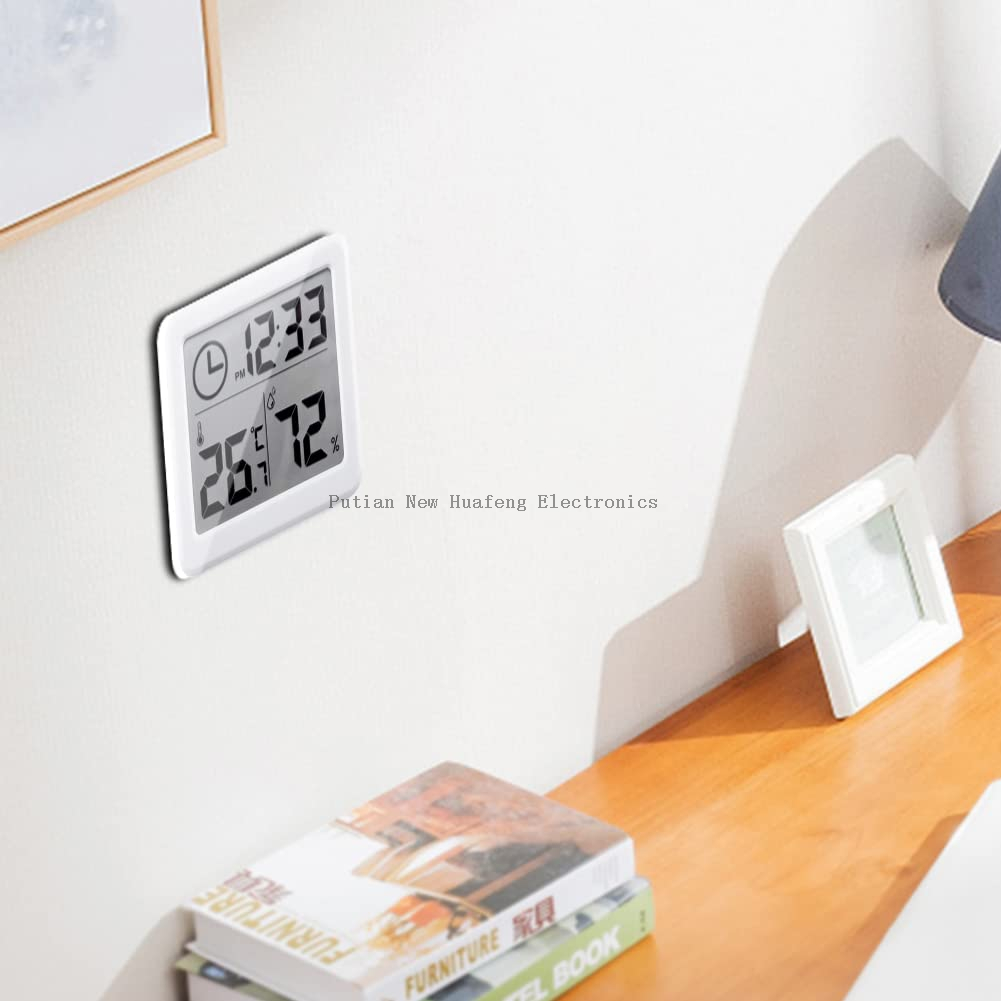 2023 Slim Indoor Thermometer Digital LCD Display Temperature Sensor Humidity Meter Home Room Hygrometer Alarm Clock