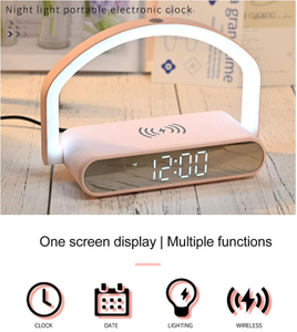 Electronic Desk Clock, Multifunctional Home Alarm Clock with Wireless Charging 
