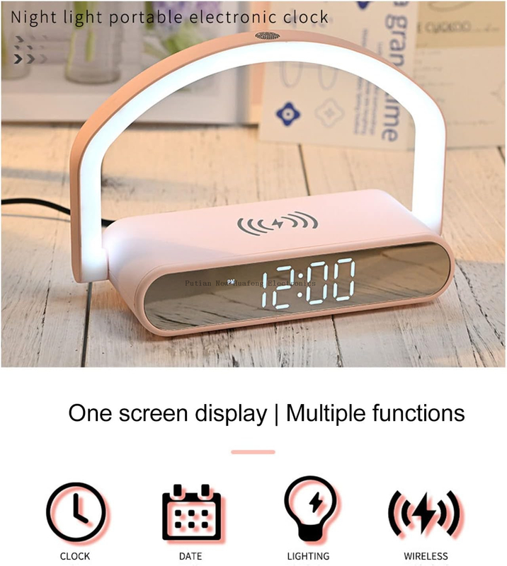 Multifunctional Wireless Charging Desktop Clock with LED Display