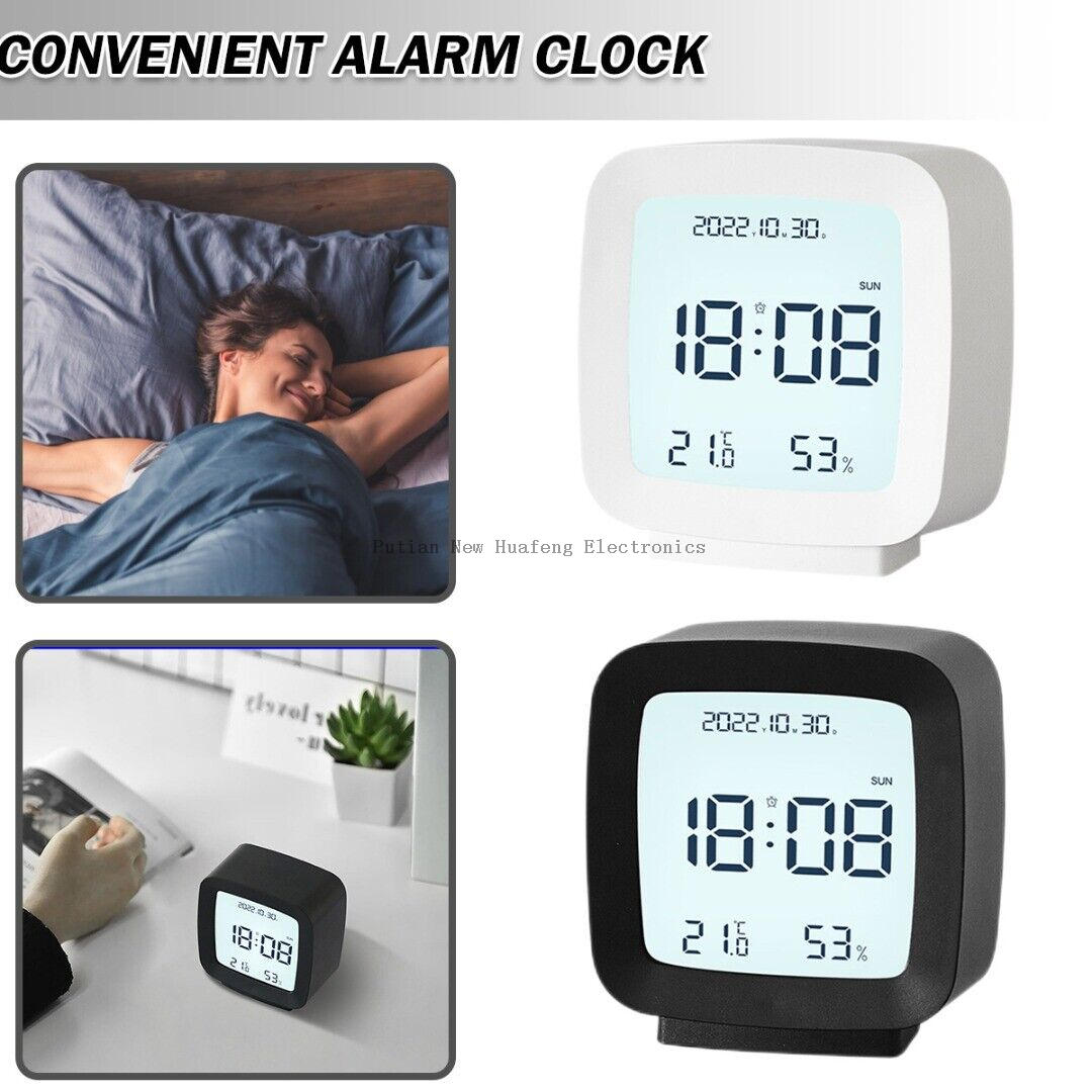 BSCI Factory Sound Control Table LCD Digital Multi-functional Alarm Clock Weather Station Temperature Humidity Alarm Clock 