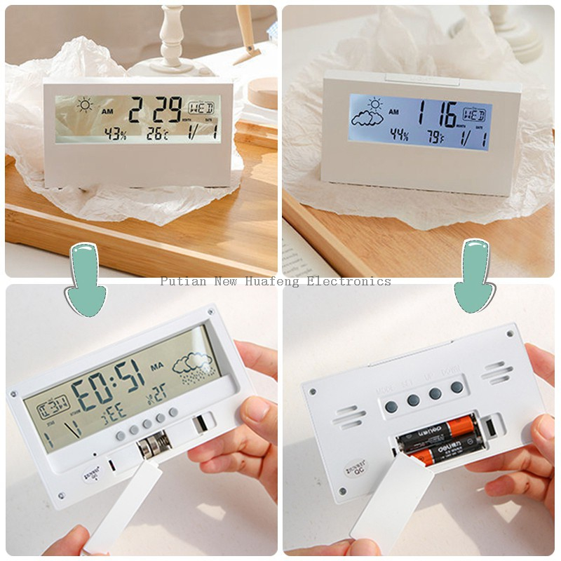Weather Station Table Alarm Clock with Calendar Display